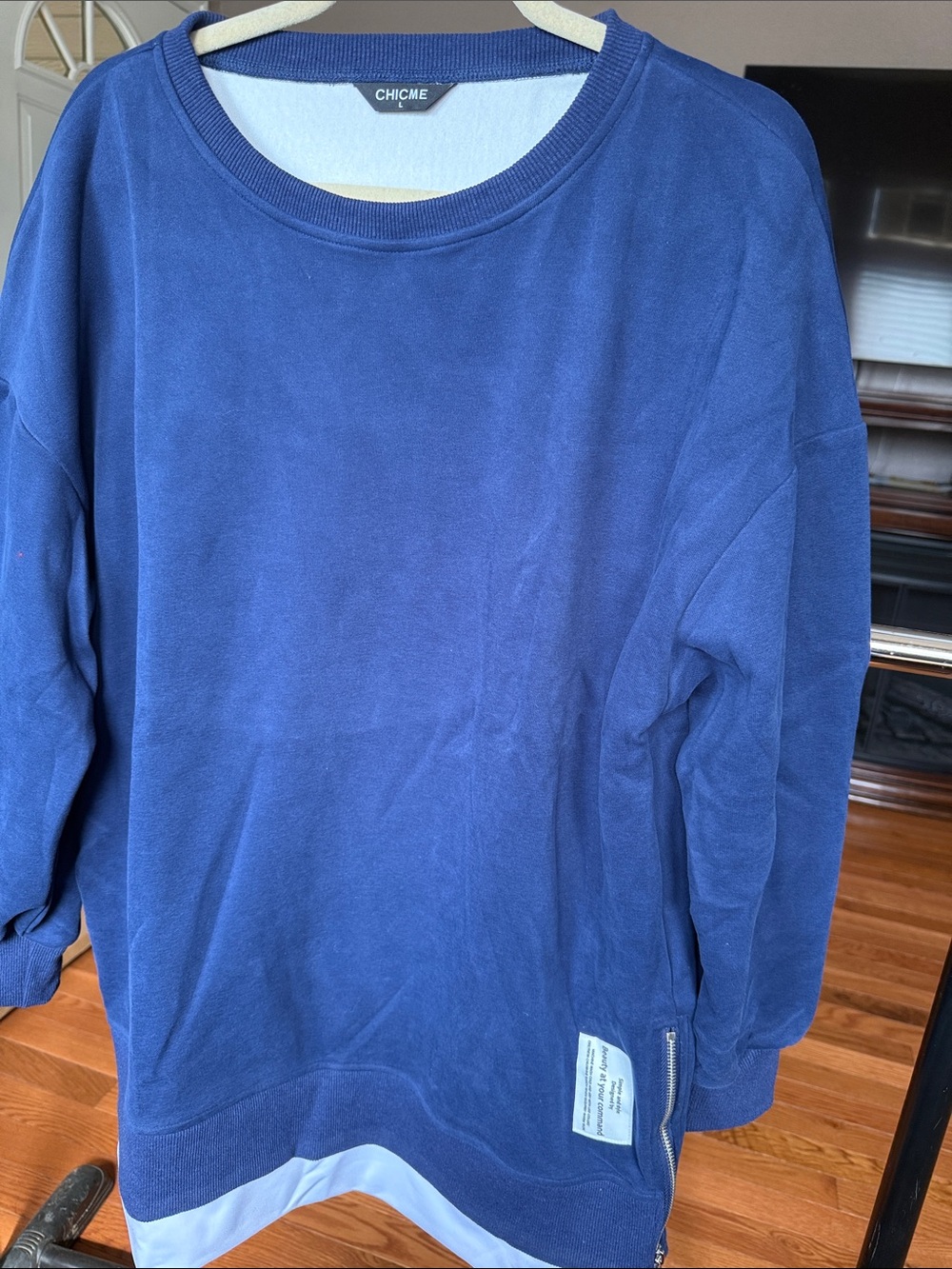 Chicme Women's Navy Blue Pullover Sweatshirt